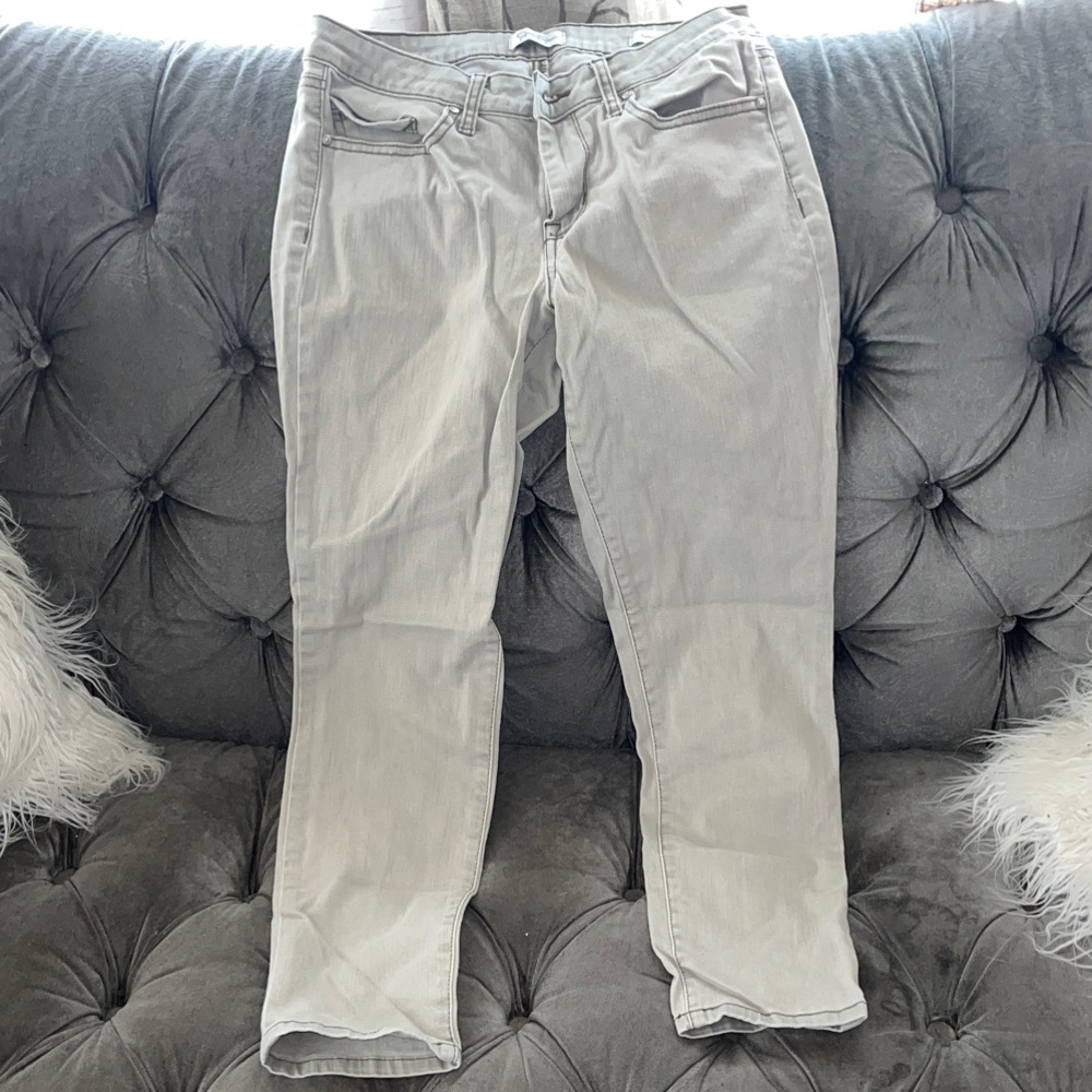 Jessica Simpson Light Gray Rolled Crop Skinny Jeans